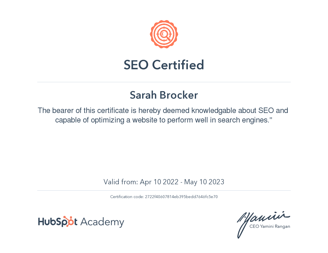 SEO Certification